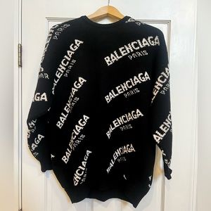Balenciaga Allover Logo Wool Sweater